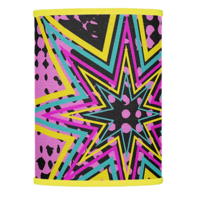 Pink Star with Black & Yellow Border Lamp Shade (Front)
