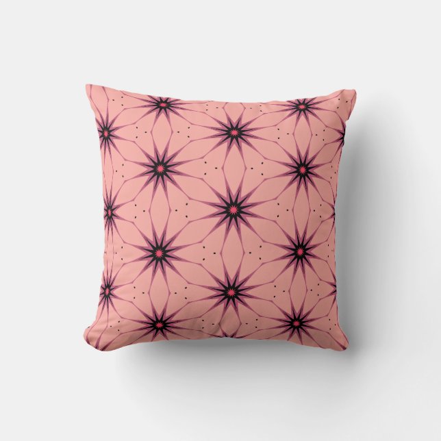 Pink Starburst Geometric Pattern Lamp Throw Pillow (Front)