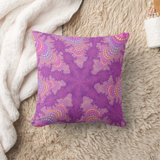 Pink Starburst Throw Pillow (Blanket)