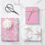 Pink Starfish Beach Bridal Shower Wrapping Paper Sheets<br><div class="desc">Pink Cream Gold Starfish Beach Bridal Shower</div>
