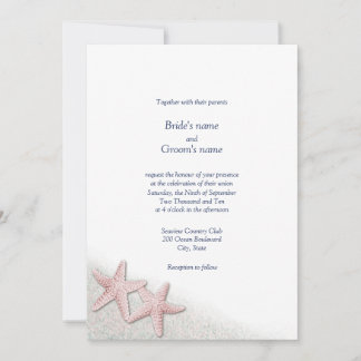Pink Starfish Beach Wedding Invitations