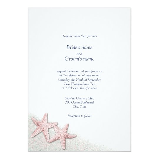 Pink Starfish Beach Wedding Invitations