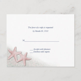 Pink Starfish Beach Wedding RSVP Cards