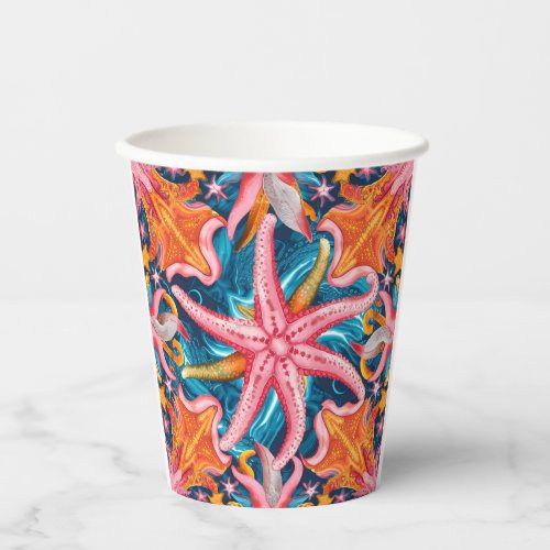 Pink starfish  paper cups