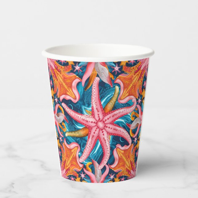 Pink starfish  paper cups (Front)