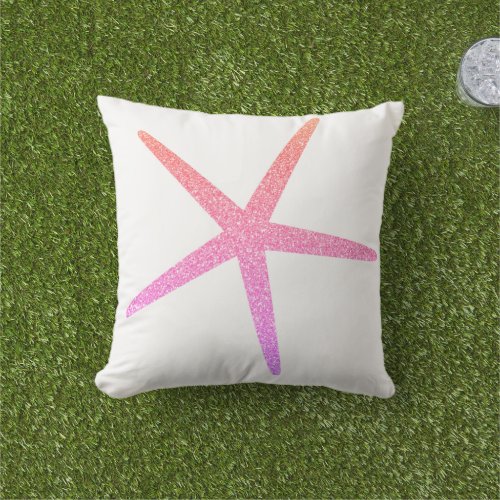 Pink Starfish Pattern Rose Gold Glitter Gift Favor Outdoor Pillow