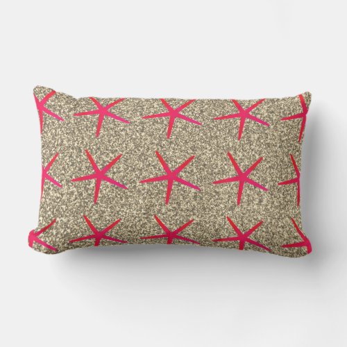 Pink Starfish Patterns Gold Golden Glitter Girly Lumbar Pillow