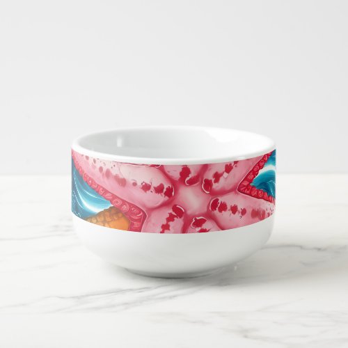 Pink starfish  soup mug
