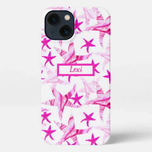 Pink Starfish Wave_silhouette watercolor iPhone 13 Case