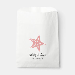 Pink Starfish Wedding Favor Bags, Cookies & Treats Bag