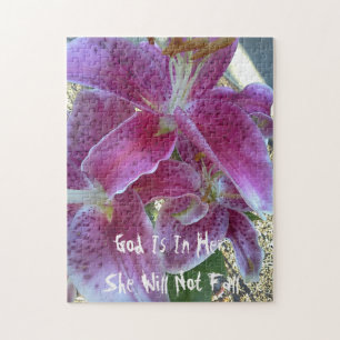 Pink Stargazer God Is In Her She Will Not Fall Jigsaw Puzzle