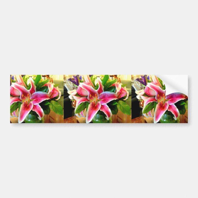 pink stargazer lilies bumper sticker (Front)
