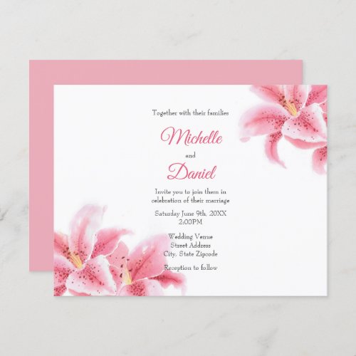 Pink Stargazer Lilies Invitation