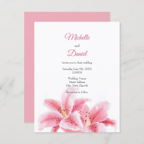 Pink Stargazer Lilies Invitation