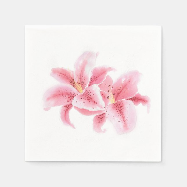 Pink Stargazer Lilies Napkins (Front)