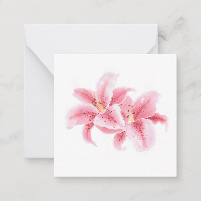 Pink Stargazer Lilies Note Card (Front)