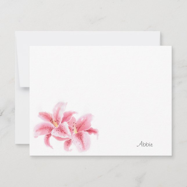 Pink Stargazer Lilies Note Card (Front)