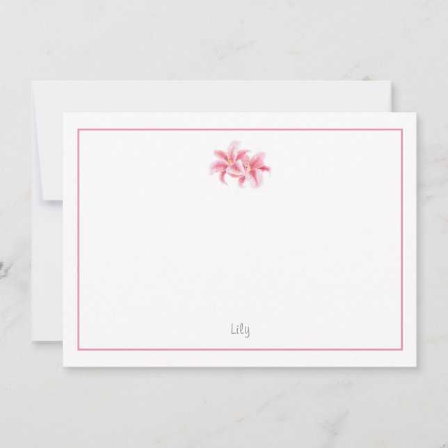 Pink Stargazer Lilies Note Card (Front)