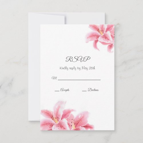 Pink Stargazer Lilies RSVP Card