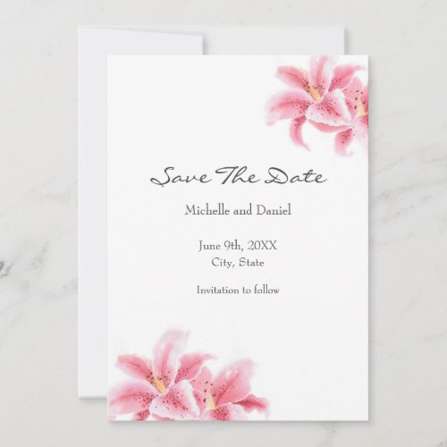 Pink Stargazer Lilies Save The Date