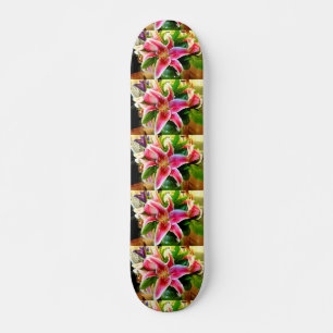 pink stargazer lilies skateboard deck