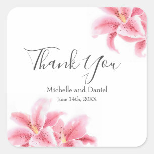 Pink Stargazer Lilies Square Sticker