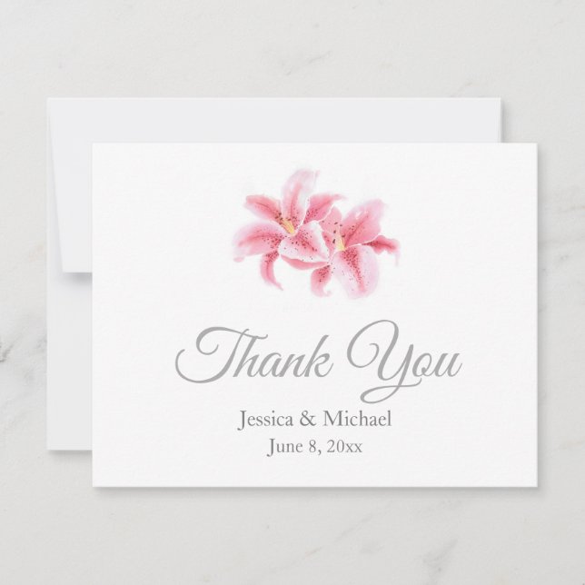 Pink Stargazer Lilies Thank You Card (Front)