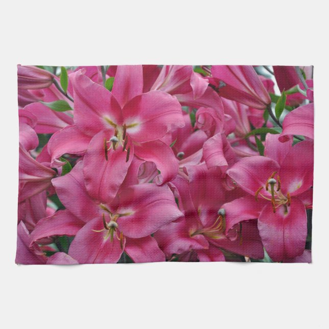Pink stargazer lilies towel (Horizontal)