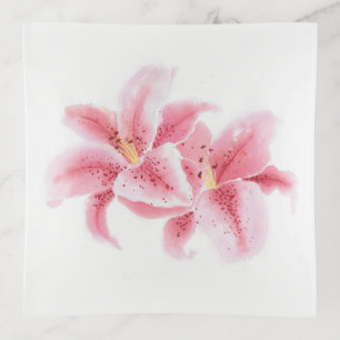 Pink Stargazer Lilies Trinket Tray