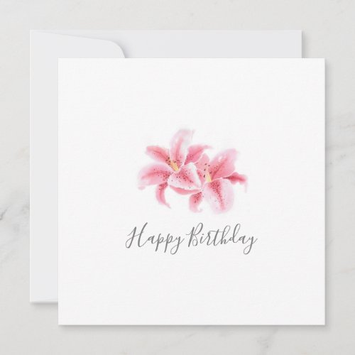 Pink Stargazer Lilies Watercolor  Card