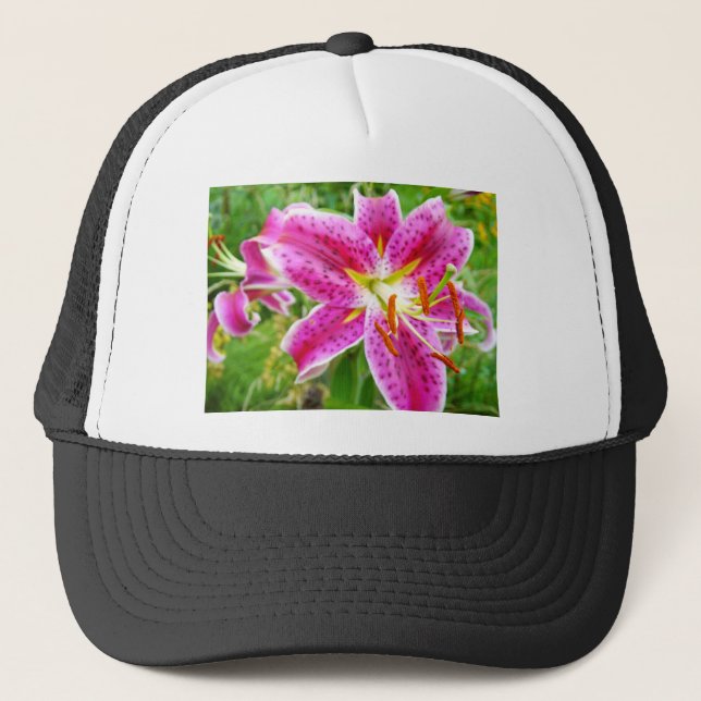 Pink Stargazer Lilly Trucker Hat (Front)
