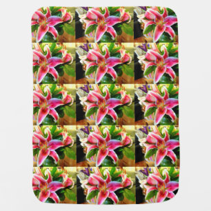 pink stargazer lily baby blanket