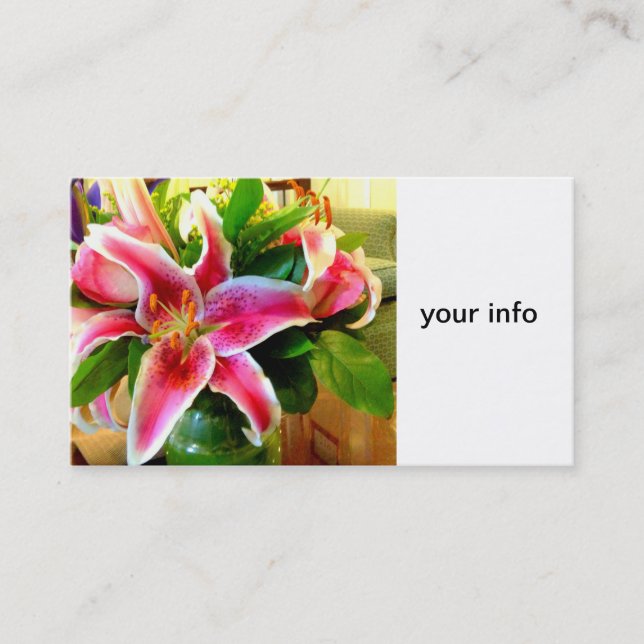 pink stargazer lily business card (Front)