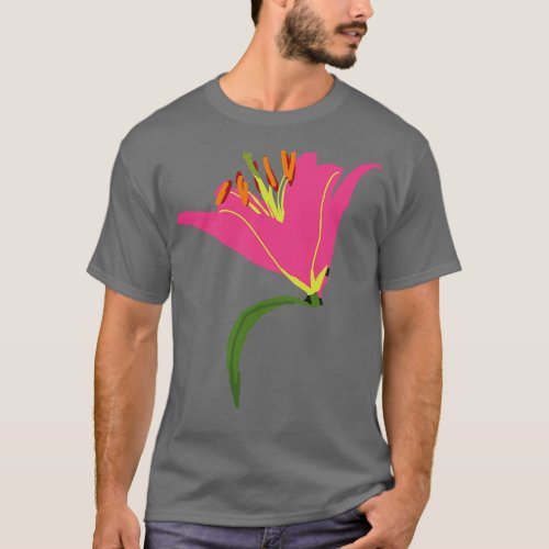Pink Stargazer Lily Flower Abstract Painting T_Shirt