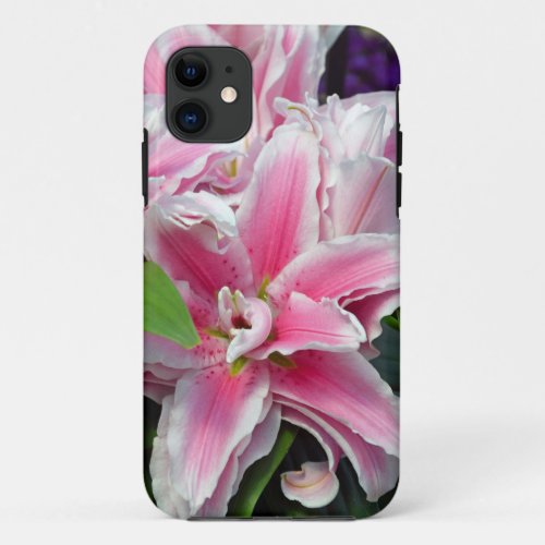 Pink stargazer lily flowers in spring iPhone 11 case