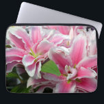 Pink stargazer lily flowers laptop sleeve<br><div class="desc">Beautiful pink stargazer lily flowers print laptop sleeve</div>