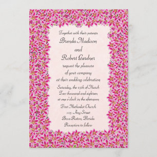 Pink Stargazer Lily Garden Wedding Invitation
