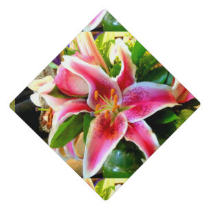 pink stargazer lily graduation cap topper