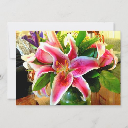 pink stargazer lily invitation card