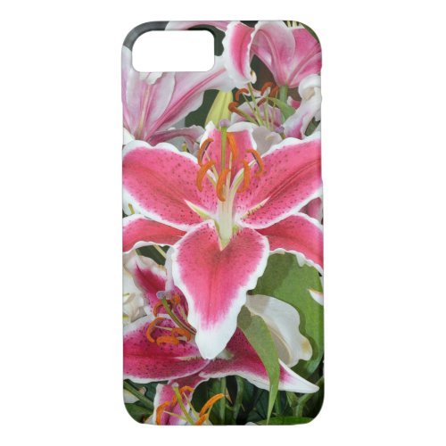 Pink stargazer lily iphone case