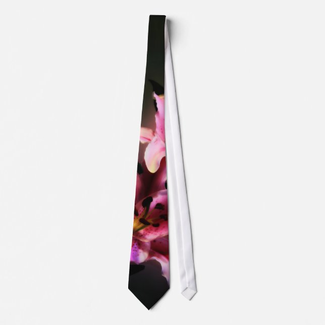 Pink Stargazer Lily Neck Tie (Front)