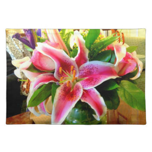 pink stargazer lily placemats