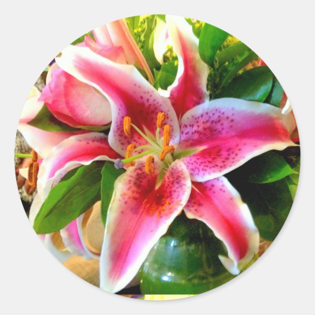 pink stargazer lily sticker (Front)
