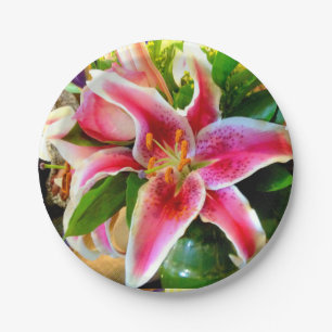 pink stargazer lily Thunder_Cove Paper Plates