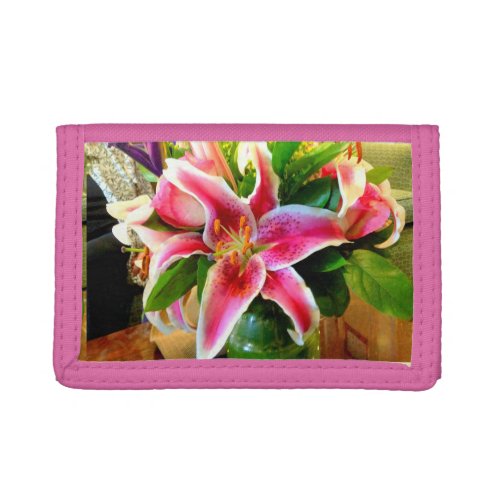 pink stargazer lily wallet