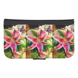 pink stargazer lily wallet case