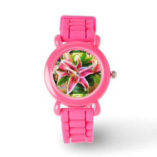 pink stargazer lily watch
