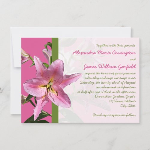 Pink Stargazer Lily Wedding invitation
