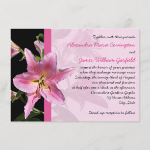 Pink Stargazer Lily Wedding invitation 2