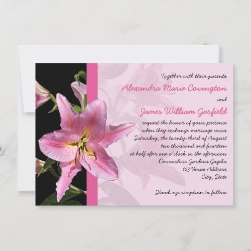 Pink Stargazer Lily Wedding invitation 2